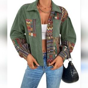 Chevron Patchwork Corduroy Jacket S. 4X